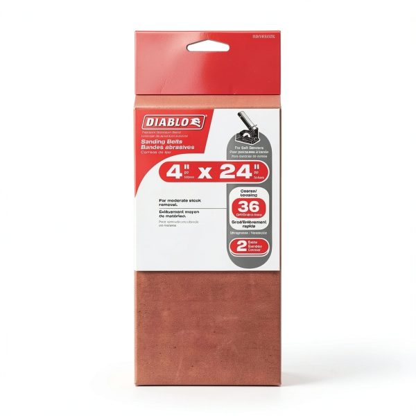 Diablo Sanding Belt for Belt Sanders in Wood, Metal and Plastics - 4 "x 24", 80-Grit, Medium, Zirconium Blend, 2-Pack - DCB424080S02G-4